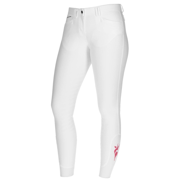 Bryczesy damskie Janne x PinkRibbon, białe, Covalliero