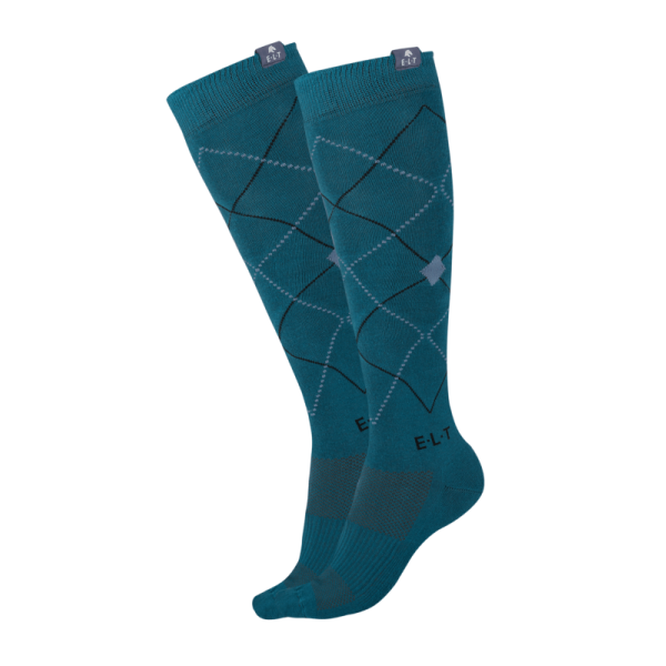 Podkolanówki Argyle petrol blue Elt