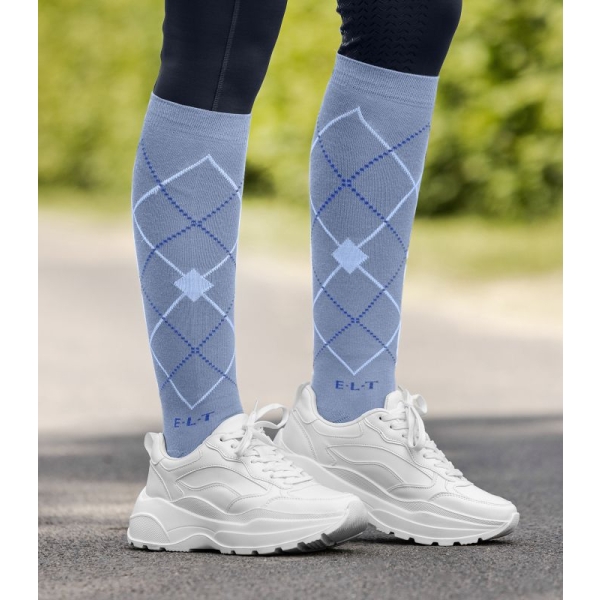 Podkolanówki Argyle blue grey Elt
