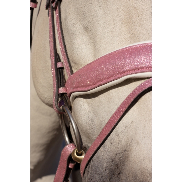 Ogłowie anatomiczne brokatowe Glitter Pink Savio